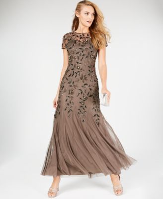 Adrianna Papell - Embellished Floral-Print Gown