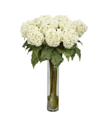 Nearly Natural - Hydrangea w/ Cylinder Silk Flower Arrangement