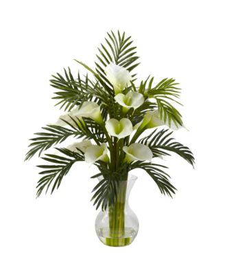 Nearly Natural - Calla Lily and Areca Palm Silk Flower Arrangement