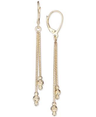 Italian Gold - Beaded Drop Earrings in 14k Gold