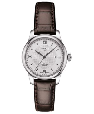 Tissot - Women's Swiss Automatic Le Locle Brown Leather Strap Watch 29mm