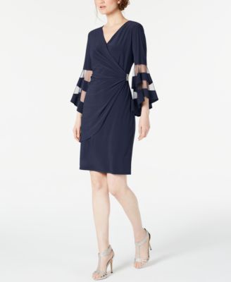 R & M Richards - Rhinestone Faux-Wrap Dress