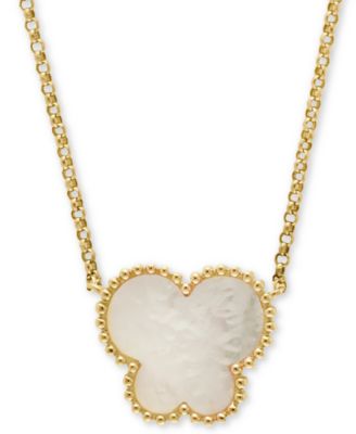 EFFY Collection - Mother-of-Pearl Butterfly 18" Pendant Necklace in 14k Yellow Gold