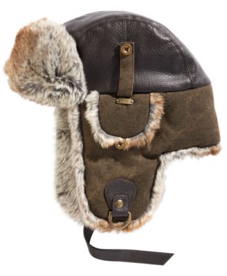 STETSON - Men's Canvas Faux-Leather Trapper Hat