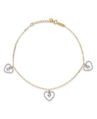 Macy's Brand - Heart Anklet in 14k Yellow and White Gold