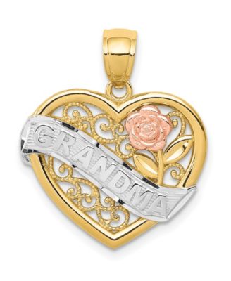 Macy's Brand - Grandma Heart Pendant in 14k Yellow Rose Gold and Rhodium