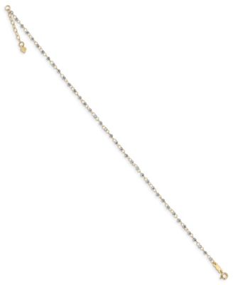 Macy's Brand - Circle Chain and Reflective Bead Anklet in 14k Yellow and White Gold