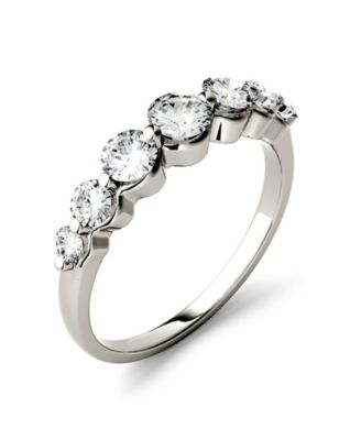 Charles & Colvard - Moissanite Graduated Seven Stone Band 7/8 ct. t.w. Diamond Equivalent in 14k White, Yellow, or Rose Gold