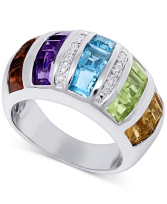 Macy's Brand - Multi-Gemstone (4-3/4 ct. t.w.) & Diamond Accent Statement Ring in Sterling Silver