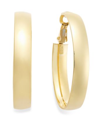 Italian Gold - 14k Gold Earrings, Omega Back Hoop Earrings