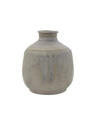 Bloomingville - Grey Terracotta Vase with Distressed Blue Design