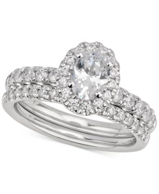 GIA Certified Diamonds - Certified Oval Diamond Bridal Set (1-1/2 ct. t.w.) in 14k White Gold