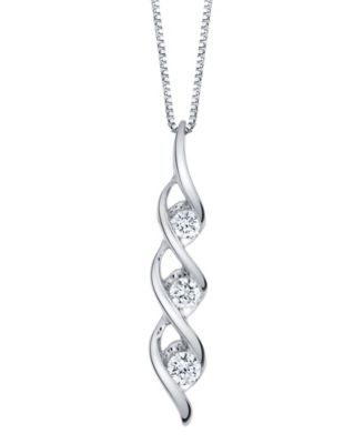 Sirena - 1/4 ct. t.w. Diamond Modern Three Stone Pendant in 14k White Gold