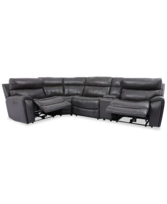 Furniture - Hutchenson 5-Pc. Leather Sectional with 2 Power Recliners, Power Headrests and Console