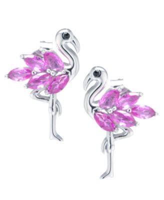 Giani Bernini - Pink Cubic Zirconia Flamingo Earrings in Sterling Silver