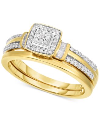 Promised Love - Diamond Square Cluster Ring (1/4 ct. t.w.) in 14k Gold-Plated Sterling Silver or Sterling Silver