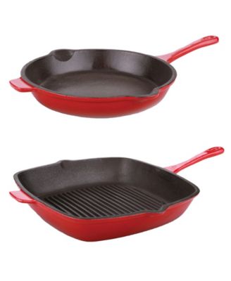 BergHOFF - Neo 2Pc Cast Iron Set: 10" Fry Pan & 11" Grill Pan Set, Blue
