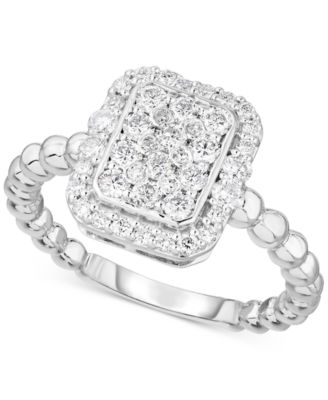 Forever Grown Diamonds - Lab-Created Diamond Rectangle Cluster Halo Statement Ring (3/4 ct. t.w.) in Sterling Silver