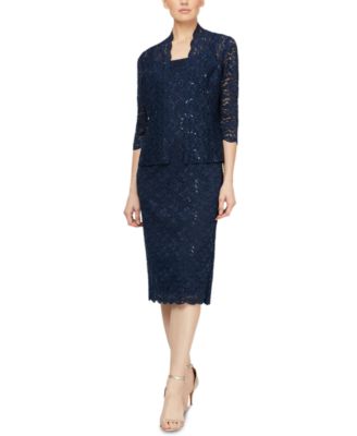 SL Fashions - Petite Lace Jacket & Midi Dress