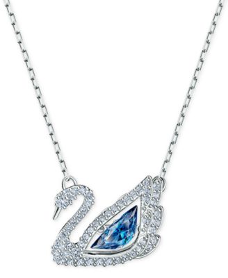 Swarovski - Silver-Tone Cubic Zirconia Swan Pendant Necklace, 14-7/8" + 2" extender