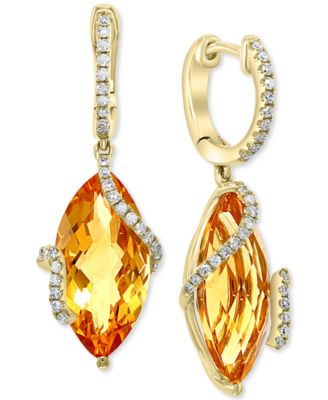 EFFY Collection - Citrine & Diamond (1/4 ct. t.w.) Drop Earrings in 14k Gold