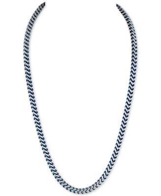 Esquire Men's Jewelry - Fox Chain Necklace in Stainless Steel and Blue Ion-Plate