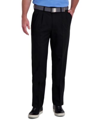 Haggar - Men's Classic-Fit Cool Right Performance Flex Pleated Solid Dress Pants