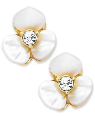 kate spade new york - Earrings, Gold-Tone Cream Disco Pansy Flower Stud Earrings