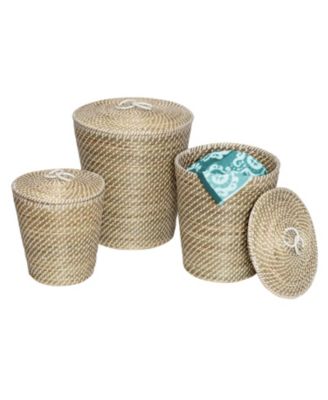 Honey Can Do - Set of 3 Nesting Seagrass Snake Charmer's Baskets