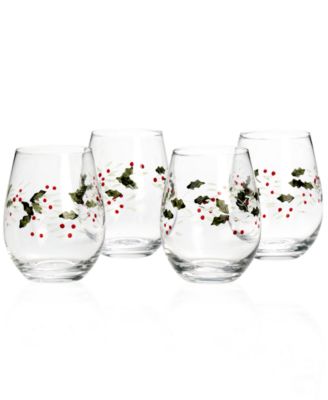 Pfaltzgraff - Serveware, Set of 4 Winterberry Stemless Wine Glasses