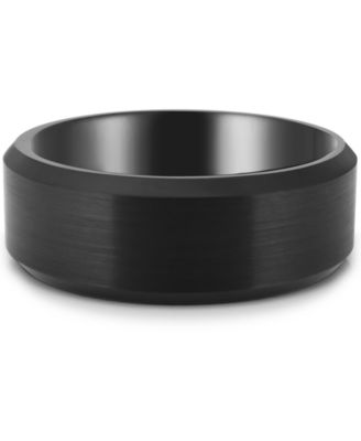 Macy's Brand - Men's Satin Bevel Band in Black Ion-Plated Tantalum