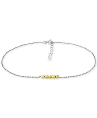 Giani Bernini - Two-Tone Beaded Ankle Bracelet in Sterling Silver & 18k Gold-Plate