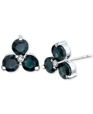 Macy's Brand - Sapphire (2-3/8 ct. t.w.) & Diamond (1/20 ct. t.w.) Stud Earrings in 14k White Gold