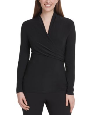 DKNY - Women's Matte Jersey Faux Wrap Top