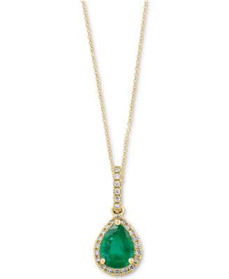EFFY Collection - Emerald (7/8 ct. t.w.) & Diamond (1/8 ct. t.w.) 18" Pendant Necklace in 14k Gold