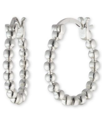 Lauren Ralph Lauren - Small Beaded Hoop Earrings in Sterling Silver
