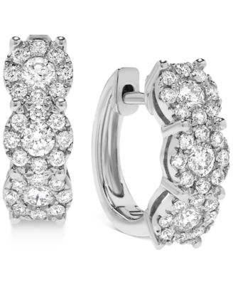 Macy's Brand - Diamond Halo Small Hoop Earrings (1 ct. t.w.), 0.625"