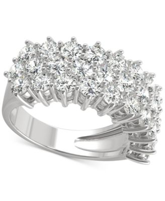 Charles & Colvard - Moissanite Triple Row Band (3 ct. t.w. DEW) in 14k White Gold