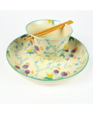 Euro Ceramica - Ella Ramen Bowl and Dinner Bowl Set in Aqua