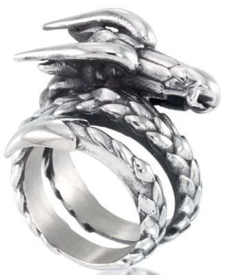 Andrew Charles by Andy Hilfiger - Men's Dragon Coil Ring in Stainless Steel