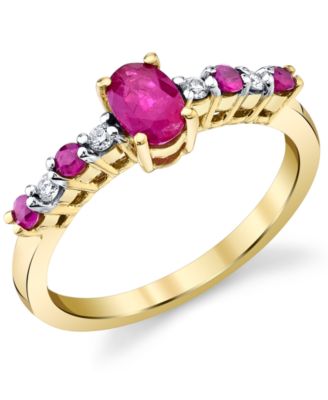 Macy's Brand - Ruby (3/4 ct. t.w.) & Diamond (1/20 ct. t.w.) Ring in 10k Gold
