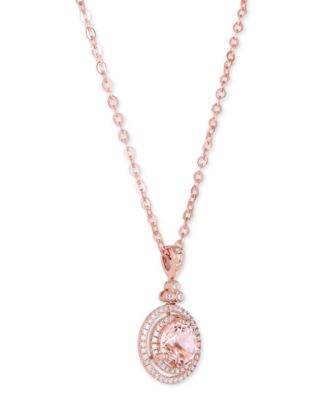 Macy's Brand - Morganite (1-5/8 ct. t.w.) & Diamond (1/4 ct. t.w.) Halo 18" Pendant Necklace in 14k Rose Gold