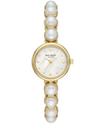 kate spade new york - Monroe Gold-Tone Stainless Steel & Faux Pearl Bracelet Watch 24mm