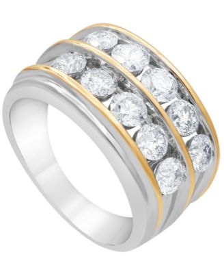 Macy's Brand - Men's Diamond Two Row Band (3 ct. t.w.) in 10k Gold & White Gold