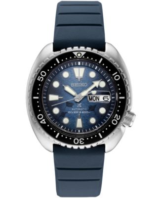 Seiko - Men's Automatic Prospex Diver Dark Blue Silicone Strap Watch 45mm