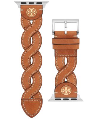 Tory Burch - Women's Luggage Braided Leather Band for Apple Watch&reg; 38mm/40mm