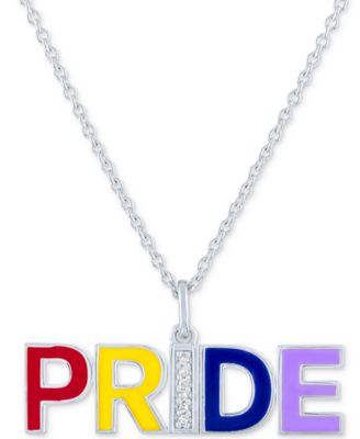 Macy's Brand - Diamond Accent PRIDE Pendant Necklace in Sterling Silver, 16" + 4" extender