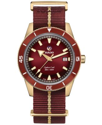 Rado - Men's Swiss Automatic Captain Cook Red NATO Strap Watch 42mm