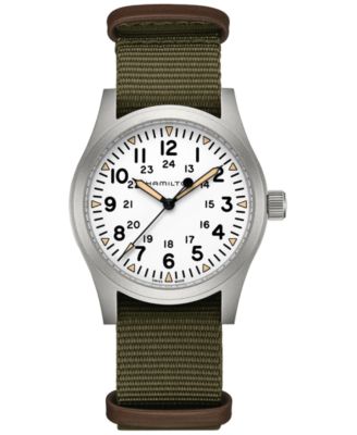 Hamilton - Men's Swiss Khaki Field Green Textile Strap Watch 42mm