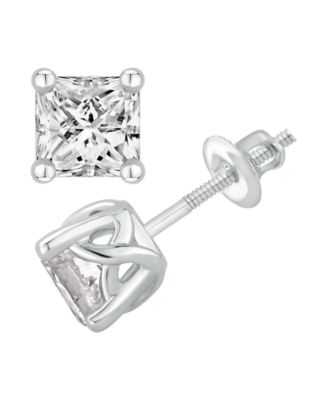 GIA Certified Diamonds - GIA Certified Diamond Princess Stud Earrings (1 1/2 ct. t.w.) in 14K White Gold